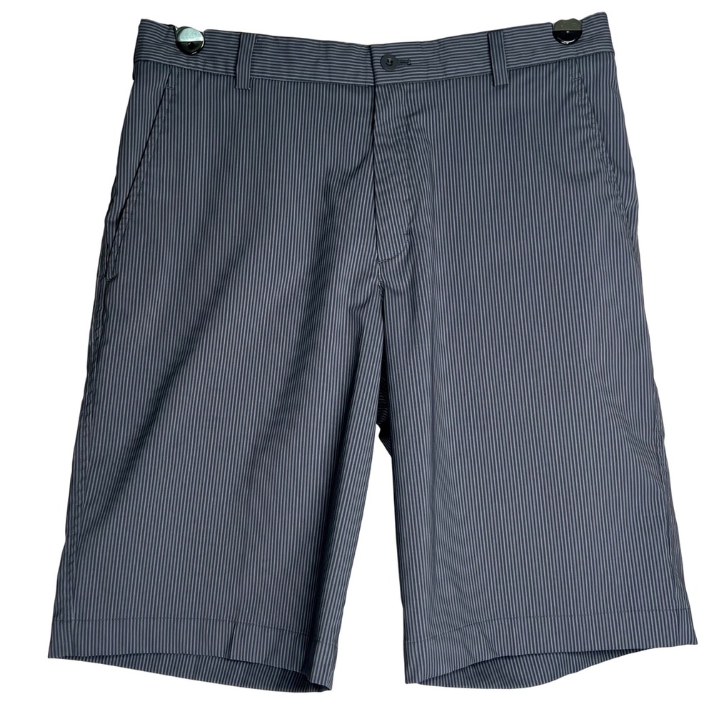 Nike Golf Mens 32 Gray Pinstripe Flat Front Performance Shorts Stretch‎ RN56323